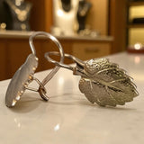 Rose pink 14k 585 gold Vintage leaf earrings ven148