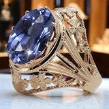 14k Rose Gold Vintage Alexandrite Ring, Oval 12x16mm
