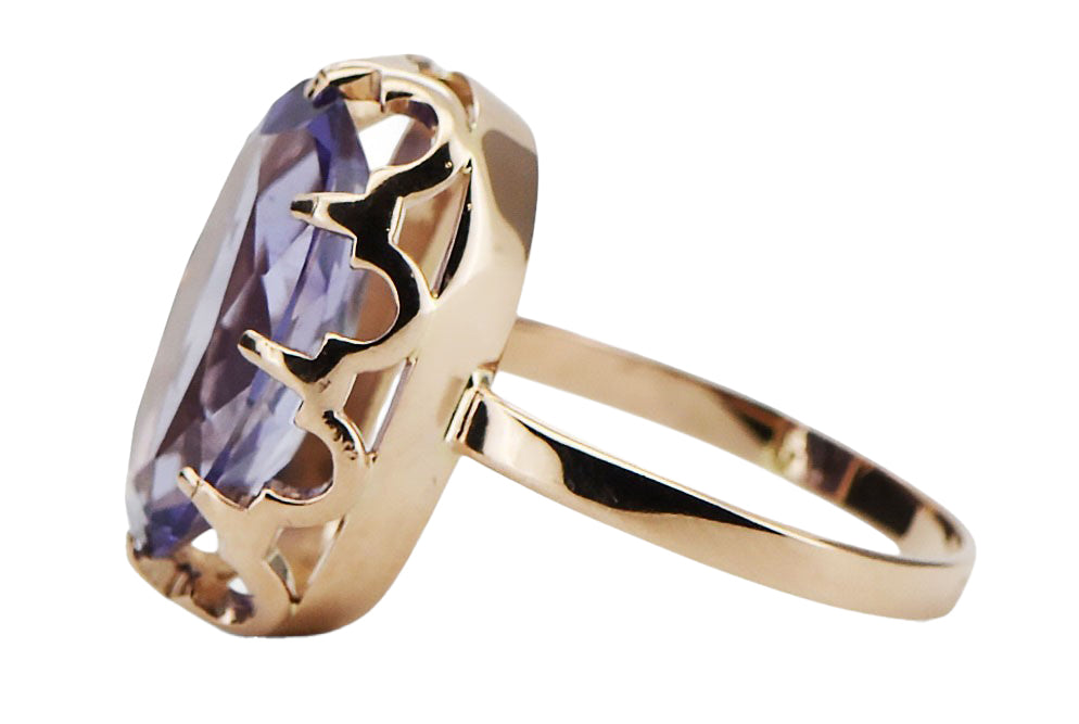 Ring Vintage craft Alexandrite Original Vintage 14K Rose Gold vrc253r vrc253r-ax