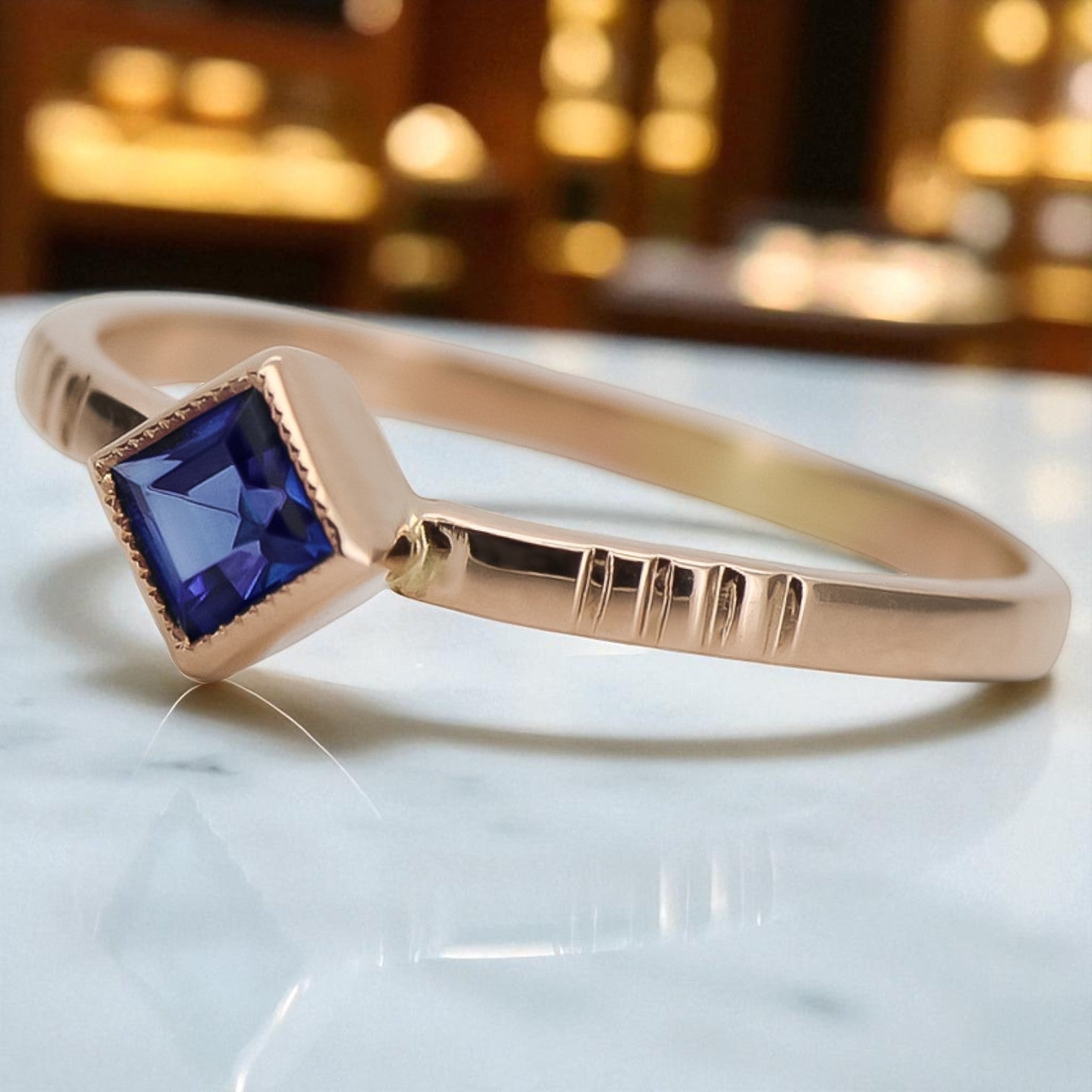 Vintage rose pink 14k gold 585 Sapphire ring vrc138 Vintage