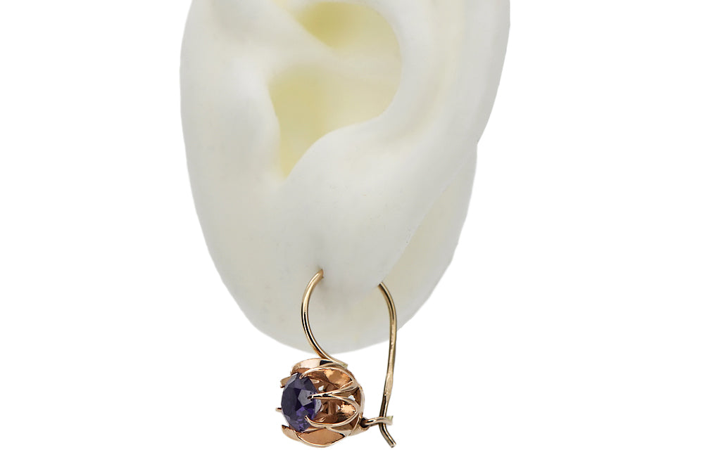 Vintage 14k Rose Gold Alexandrite Earrings