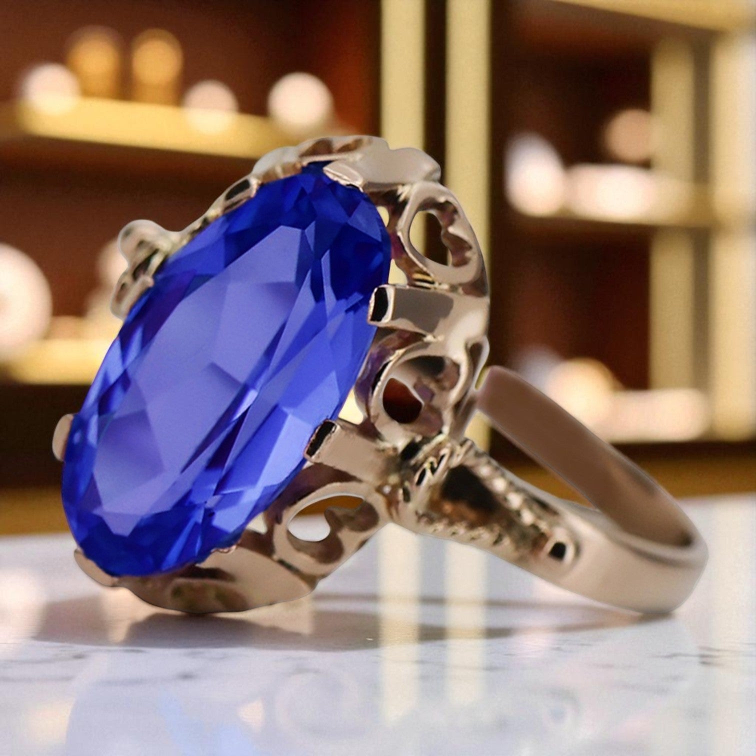 Vintage rose pink 14k gold 585 Sapphire ring vrc134 Vintage vrc134r-sp