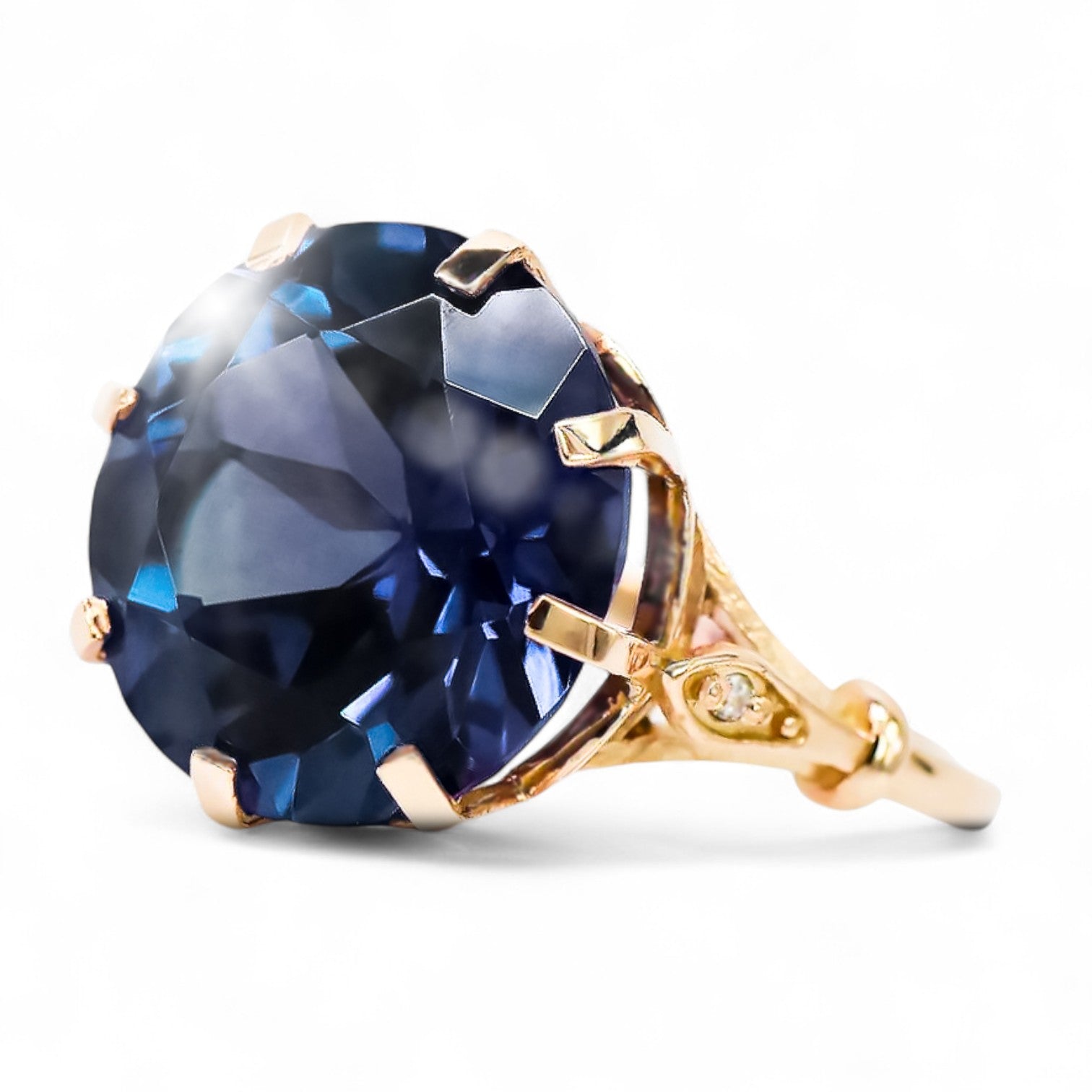 Original Vintage 14K Rose Gold Sapphire Ring Vintage Jewlery vrc073r vrc073r-sp