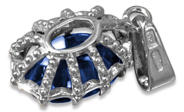 Sterling silver 925 Sapphire Pendant Vintage style vpc008s vpc008s-sp
