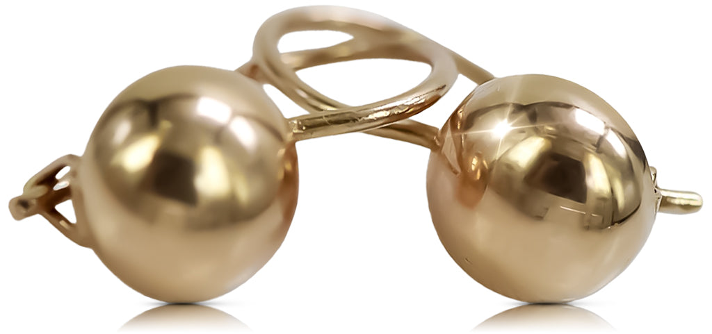 Vintage rose pink 14k 585 gold Vintage ball earrings ven130
