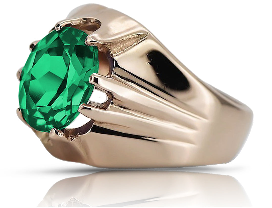 Vintage Rose pink 14k Gold 585 emerald Ring Vintage vrc016r vrc016r-em