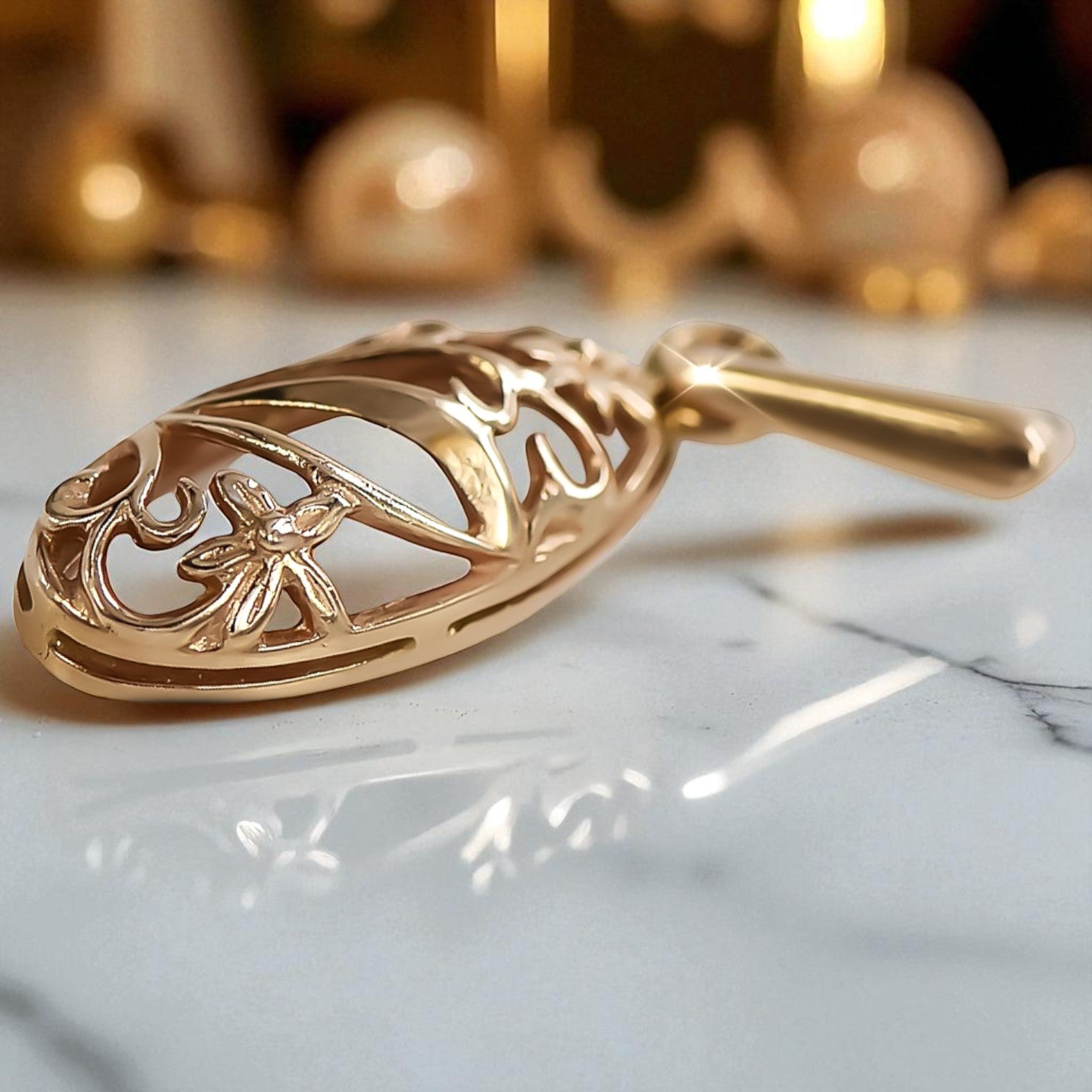 Vintage rose pink 14k 585 gold Vintage leaf pendant vpn083