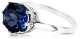 Vintage 925 Silver Sapphire Ring 14k, Round 7.5mm