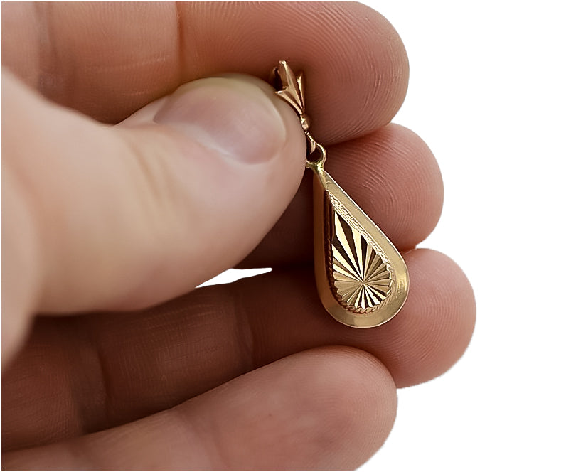 Vintage rose pink 14k 585 gold Vintage leaf pendant vpn055