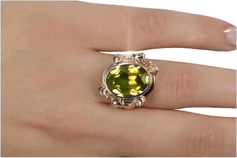 Original Vintage 14K Rose Gold Yellow Peridot Ring Vintage style vrc100r vrc100r-yp