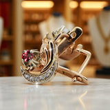Earrings Ruby Original Vintage 14K Rose White Gold Vintage craft vec093rw vec093rw-rb