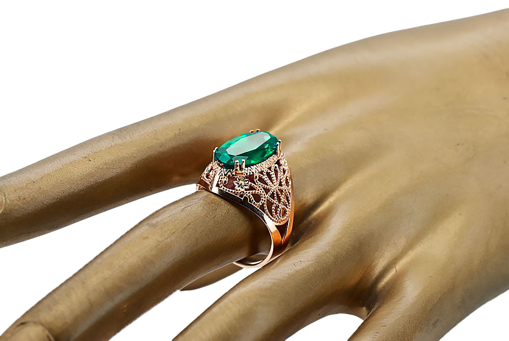 Ring Vintage Jewlery Emerald Original Vintage 14K Rose Gold vrc074r vrc074r-em