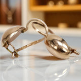 Vintage rose pink 14k 585 gold  Vintage pear earrings ven101