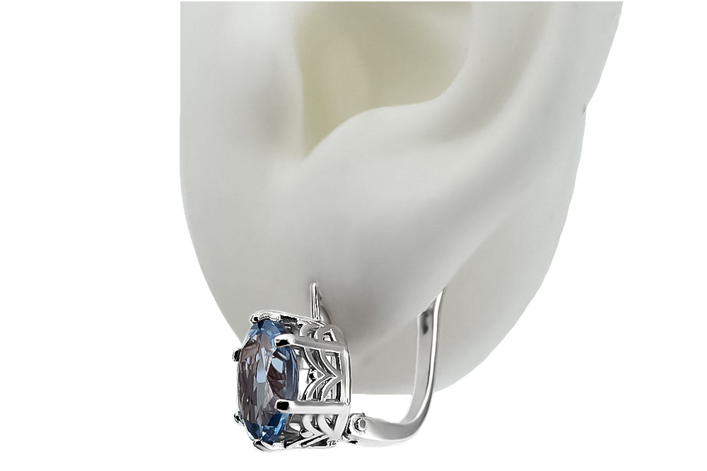 Silver 925 Russian style aquamarine earrings vec003s Vintage Russian Soviet style vec003s-aq