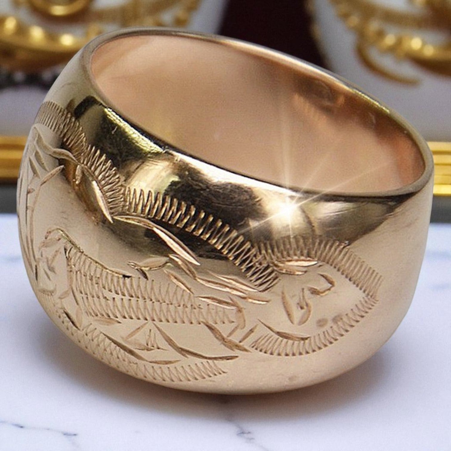 Rose pink 14k 585 gold Vintage ring vrn007 Russian Soviet Vintage style
