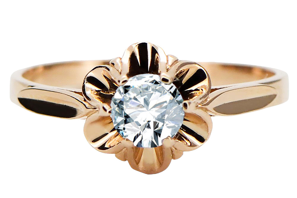 Original Vintage 14K Rose Gold Zircon Ring Vintage Jewlery vrc004r vrc004r-zi