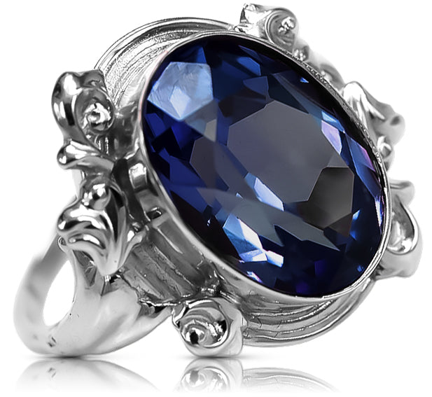 Ring Sapphire Sterling silver 925 Vintage craft vrc100s