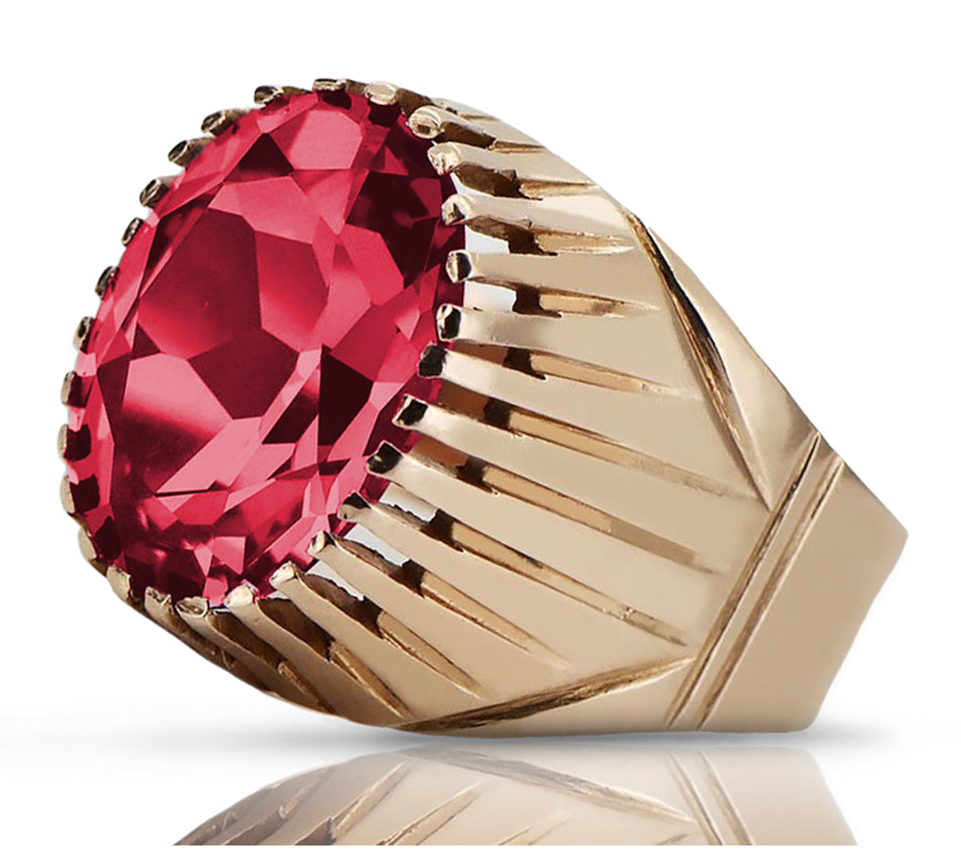 Rose pink 14k gold 585 Ruby ring vrc048 Vintage Russian Soviet style