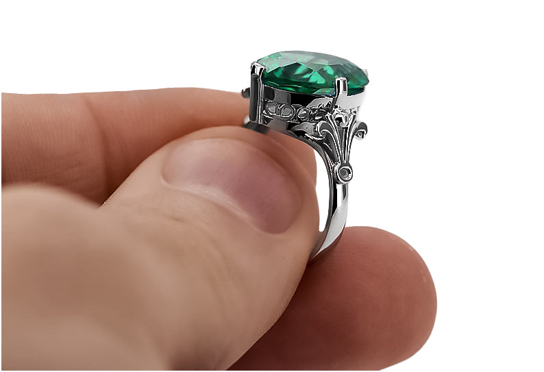 Emerald Sterling silver 925 Ring Vintage style vrc369s vrc369s-em