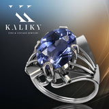 Vintage Silver Ring 925 with Alexandrite, Oval 10x14mm