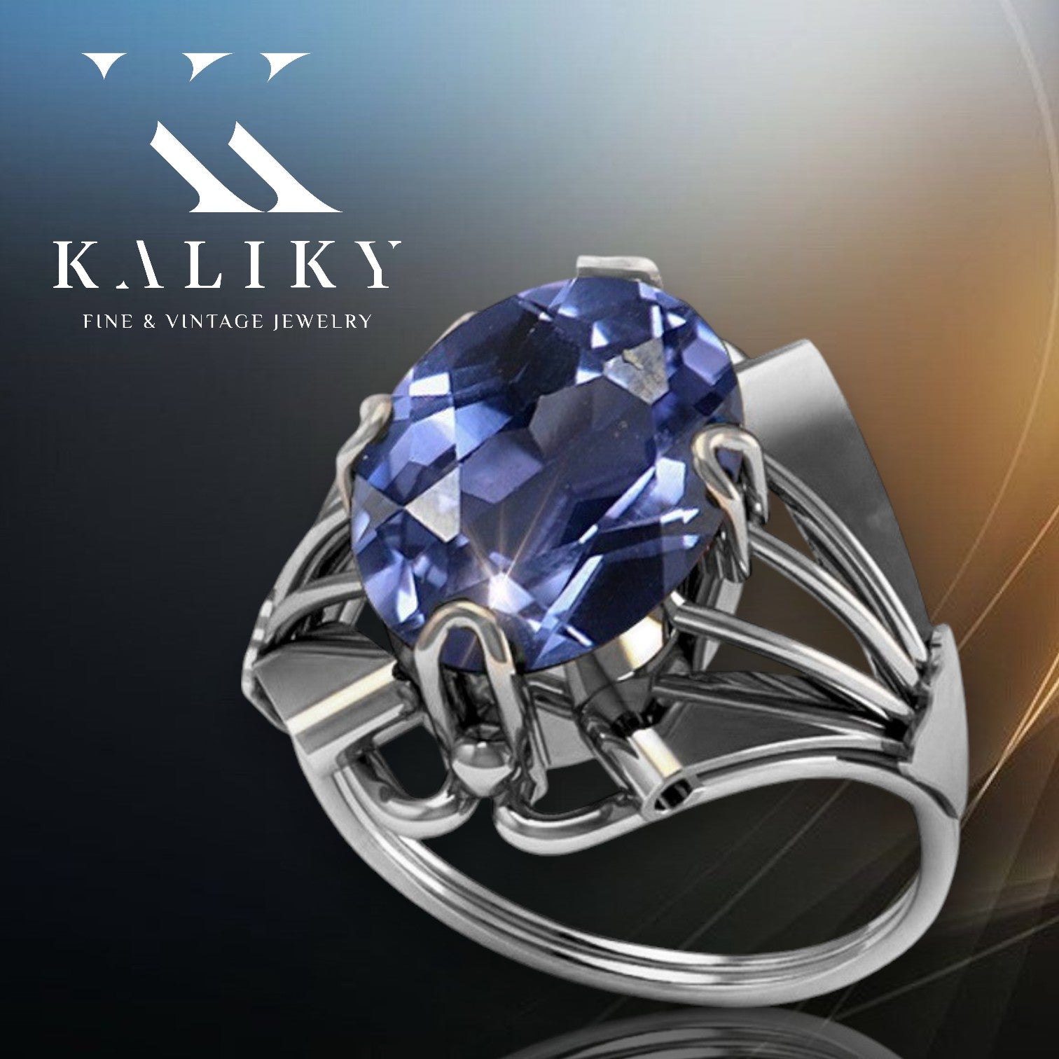 Vintage Silver Ring 925 with Alexandrite, Oval 10x14mm