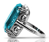 Vintage silver 925 Aquamarine ring vrc038s Vintage