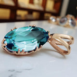Pendant Aquamarine Original Vintage 14K Rose Gold Vintage Jewlery vpc019r