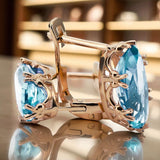 Original Vintage 14K Rose Gold Aquamarine Ring Vintage style vec021r
