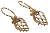 Vintage rose pink 14k 585 gold Vintage leaf earrings ven014
