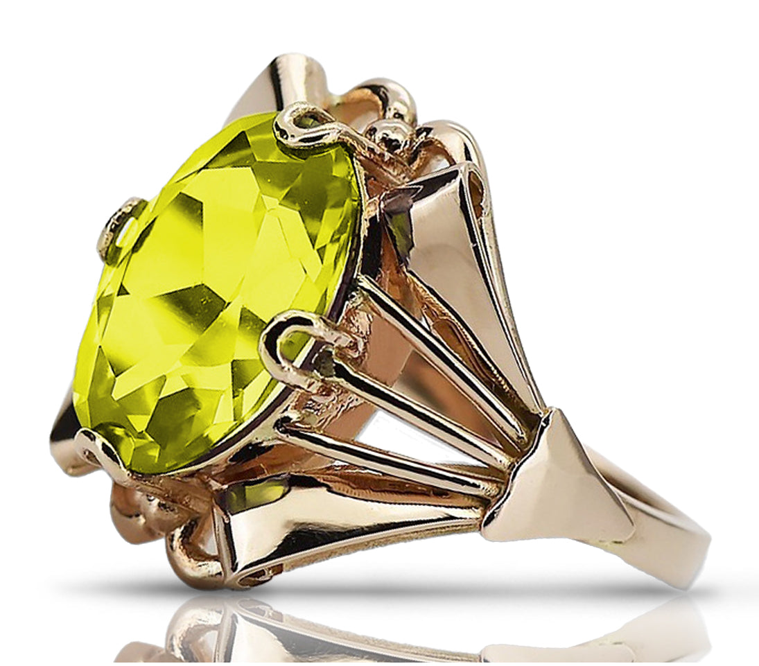 Vintage rose pink 14k gold 585 Peridot ring vrc015 Vintage vrc015r-yp