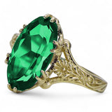 Vintage 18K Yellow Gold Emerald Ring, Oval 8x15mm