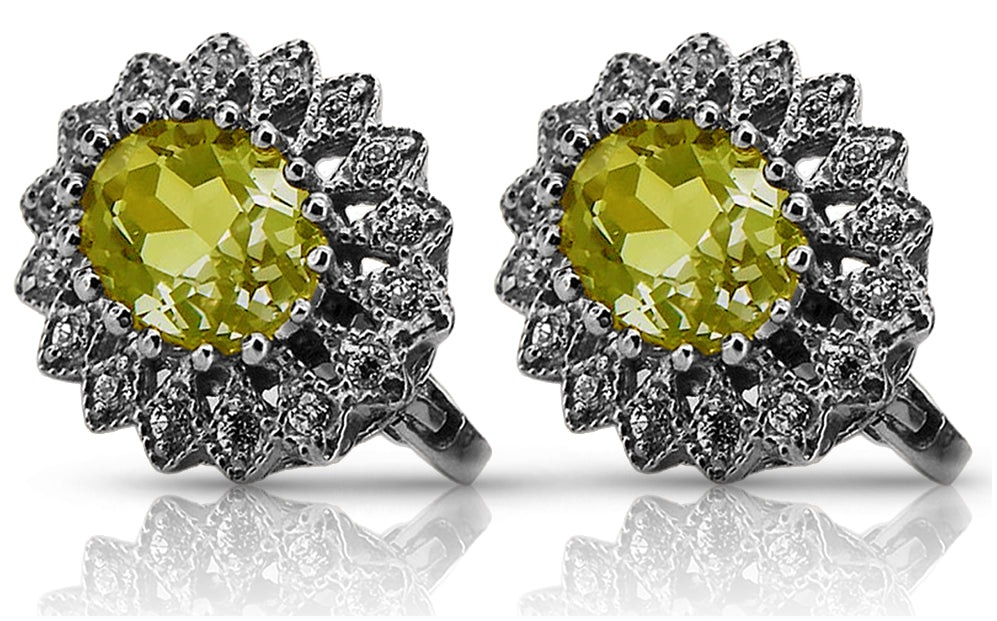 14k white gold 585 peridot earrings vec125w Vintage vec125w-yp