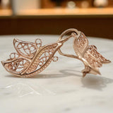 Vintage rose pink 14k 585 gold Vintage leaf earrings ven104