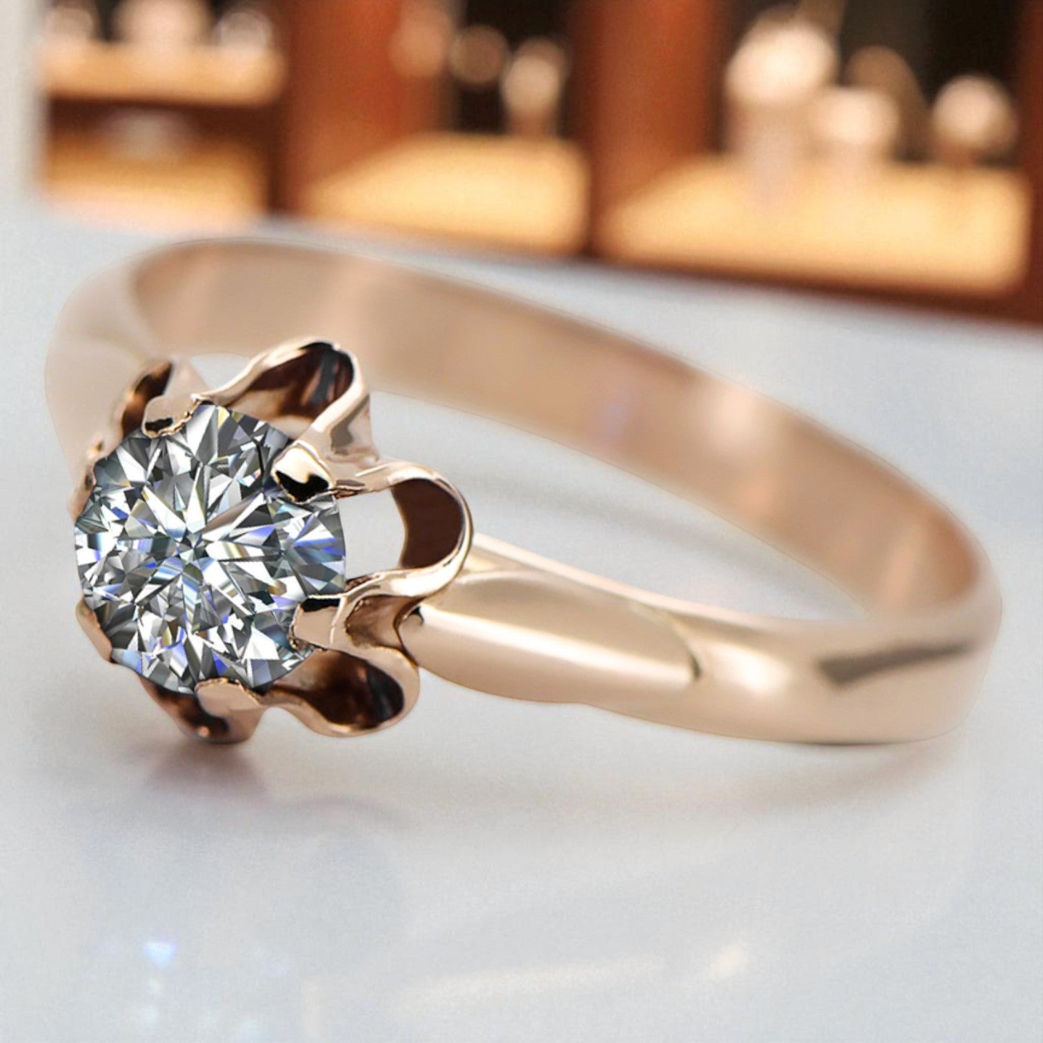 Ring Zircon Original Vintage 14K Rose Gold Vintage craft vrc094r