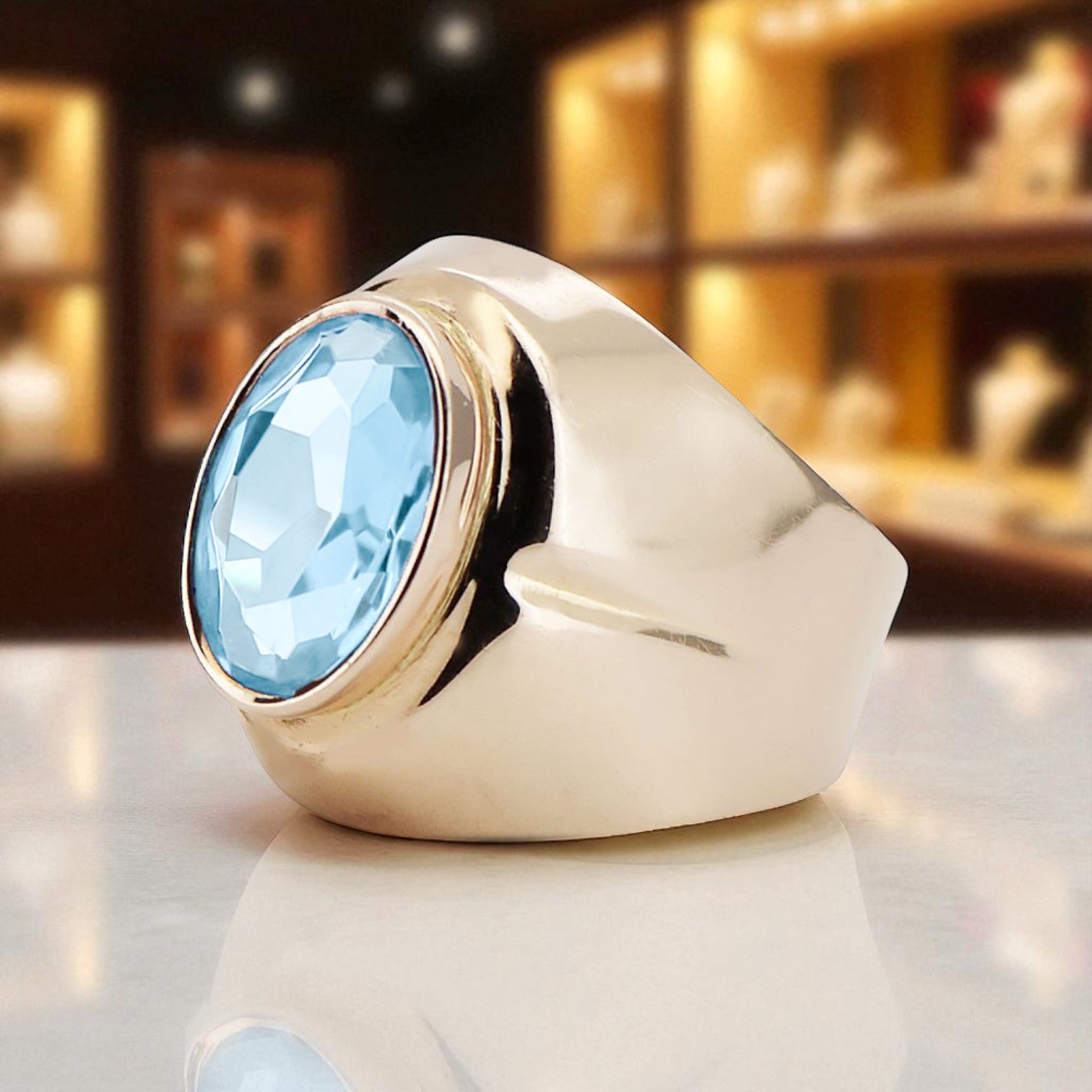 Aquamarine Original Vintage 14K Rose Gold Ring Vintage style vrc296r vrc296r-aq