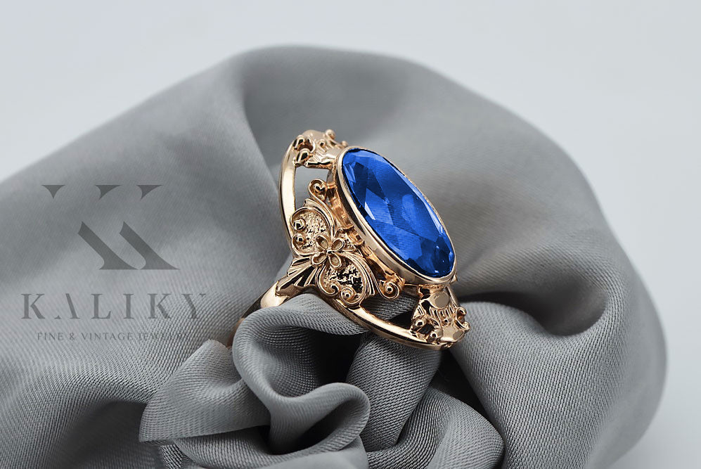 Vintage rose pink 14k gold 585 Sapphire ring vrc014 Vintage vrc014r-sp