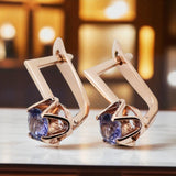 Vintage rose pink 14k 585 gold alexandrite earrings vec005 Vintage Russian Soviet Style