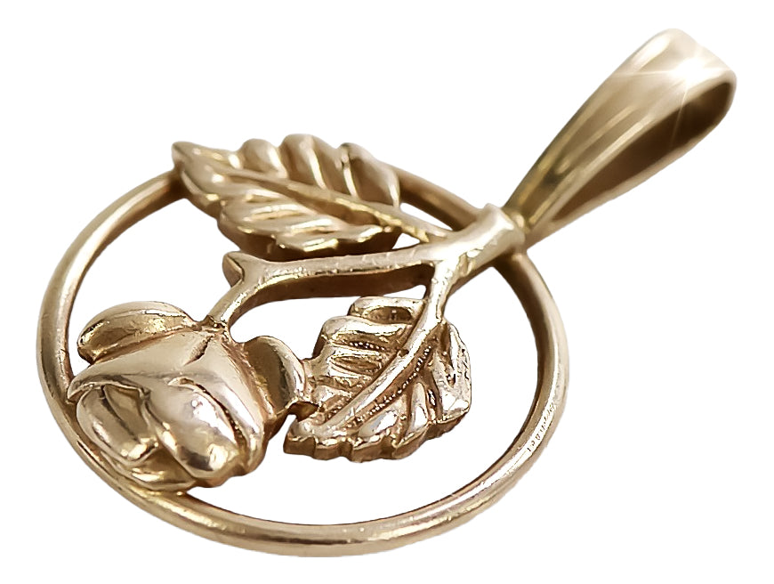 Vintage rose pink 14k 585 gold Vintage pendant vpn050