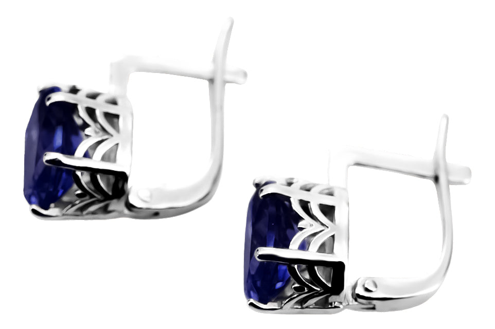 Silver 925 Russian style sapphire earrings vec003s Vintage Russian Soviet style vec003s-sp
