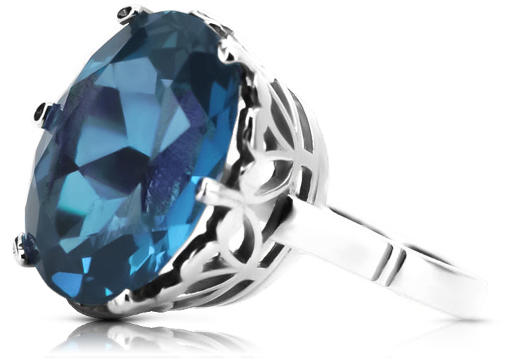 Silver 925 Aquamarine ring vrc130s Vintage