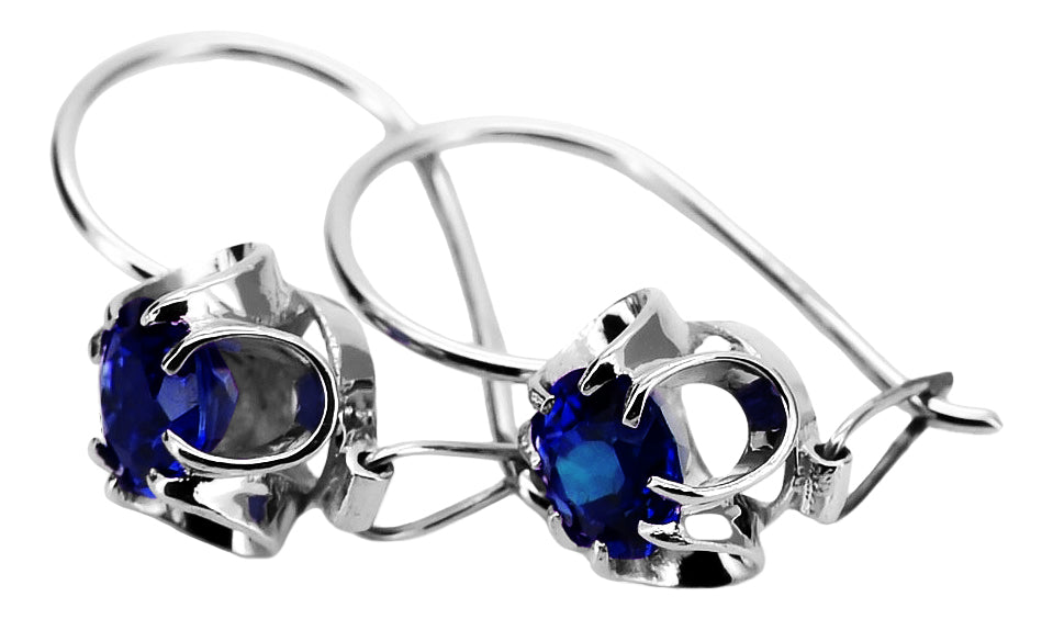 Silver 925 sapphire earrings vec035s Vintage Russian Soviet style vec035s-sp