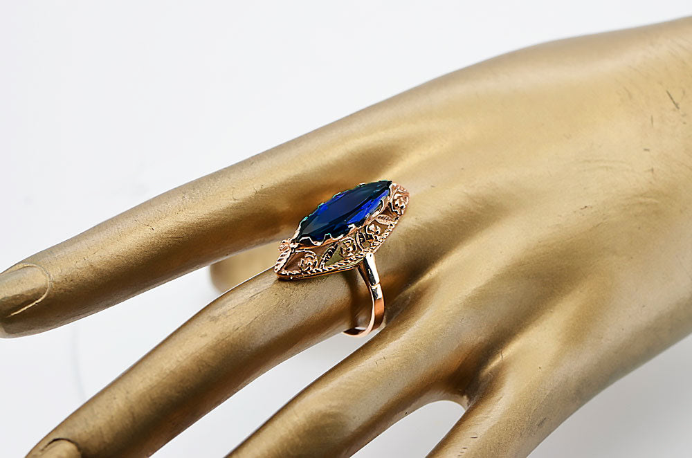 Original Vintage 14K Rose Gold Sapphire Ring Vintage Jewlery vrc005r vrc005r-sp