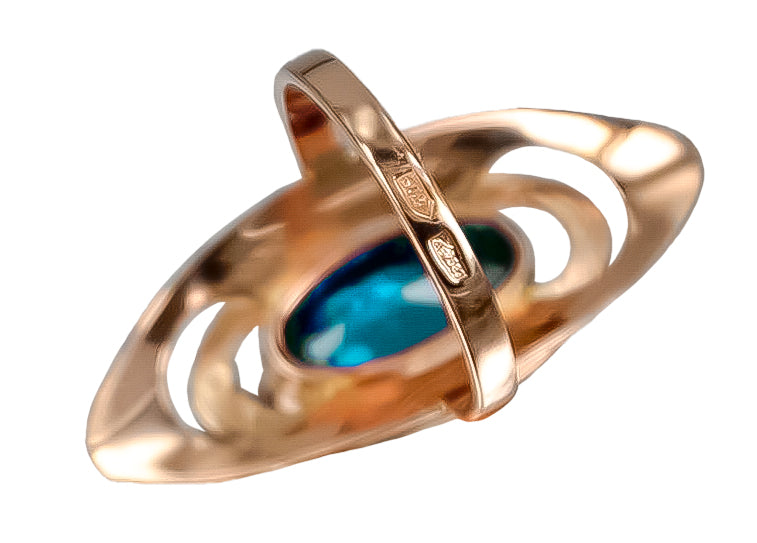 Vintage Rose 14k Gold 585 Aquamarine Ring vrc189 Vintage