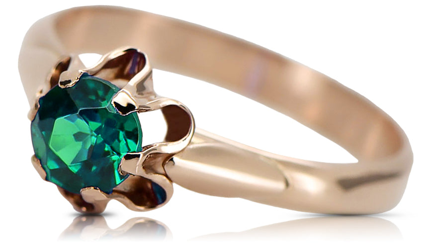 Original Vintage 14K Rose Gold Emerald Ring Vintage style vrc094r vrc094r-em