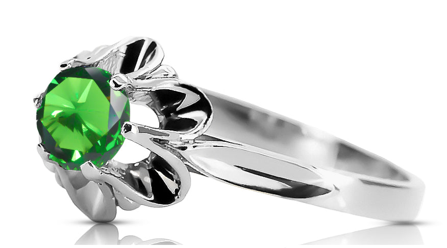 Emerald Sterling silver 925 Ring Vintage craft vrc004s