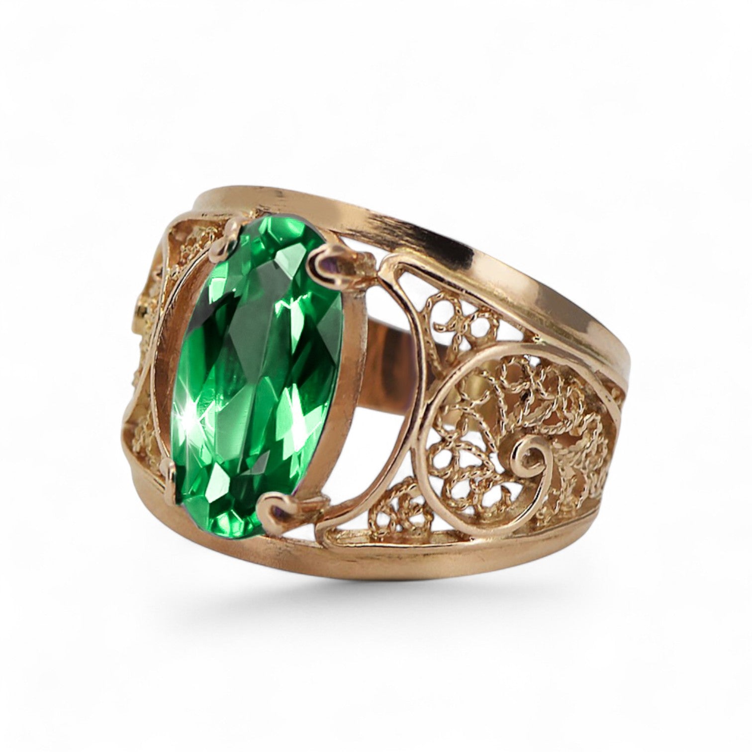 Original Vintage 14K Rose Gold Emerald Ring Vintage craft vrc057r vrc057r-em