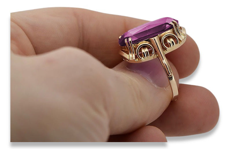 Vintage rose pink 14k gold 585 Amethyst ring vrc038r Vintage vrc038r-am