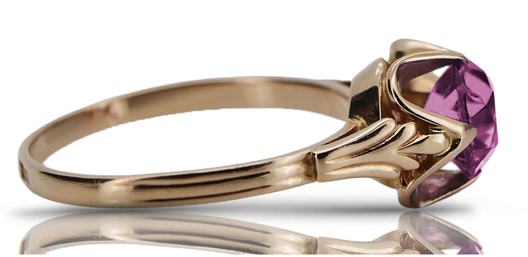 Vintage rose pink 14k gold 585 Amethyst ring vrc023 Vintage