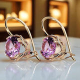 Earrings Amethyst Original Vintage 14K Rose Gold Vintage Jewlery vec029r