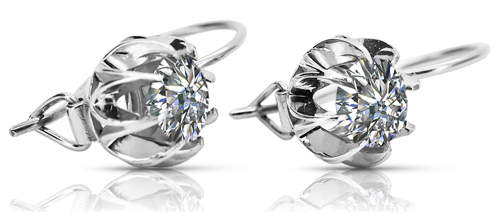 Vintage 925 Silver zircon earrings vec062s vec062s-zi